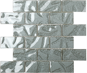 Metallic Steel Glass Mosaic tile face, 300 x 300 mm
