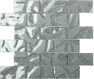 Metallic Steel Glass Mosaic tile face, 300 x 300 mm