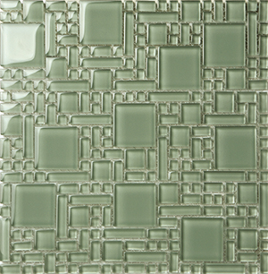 Magic Water Green Glass Mosaic tile face, 300 x 300 mm