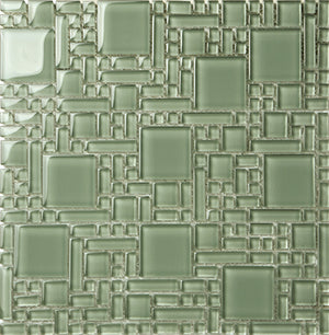 Magic Water Green Glass Mosaic tile face, 300 x 300 mm