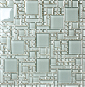 Magic Pale Blue Glass Mosaic tile face, 300 x 300 mm