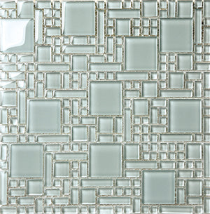 Magic Pale Blue Glass Mosaic tile face, 300 x 300 mm