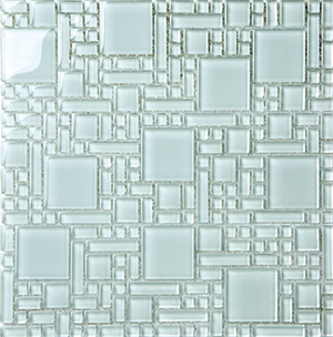 Magic White Glass Mosaic tile face, 300 x 300 mm