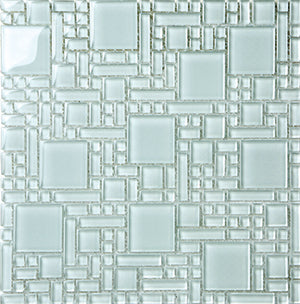 Magic White Glass Mosaic tile face, 300 x 300 mm