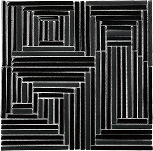 Crossover Nero Glass Mosaic tile face, 298 x 298 mm