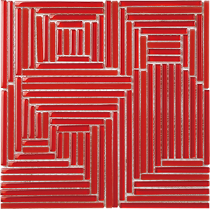 Crossover Red Glass Mosaic tile face, 298 x 298 mm