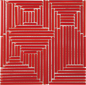 Crossover Red Glass Mosaic tile face, 298 x 298 mm