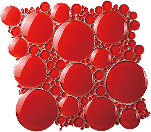 Iceberg 3D Red Glass Mosaic tile face, 300 x 295 mm