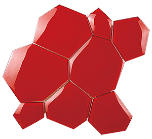 Watercube 3D Red Glass Mosaic tile face, 300 x 295 mm