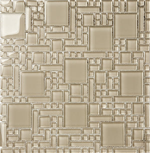 Magic Rawsilk Glass Mosaic tile face, 300 x 300 mm