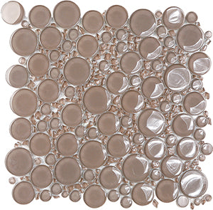 Bubbles Coco Glass Mosaic tile face, 300 x 300 mm