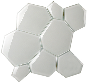 Watercube 3D Oxygen Glass Mosaic tile face, 300 x 295 mm
