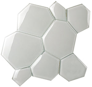 Watercube 3D Oxygen Glass Mosaic tile face, 300 x 295 mm