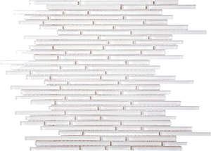 Bullets Super White Glass Mosaic tile face, 305 x 305 mm