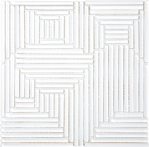 Crossover Super White Glass Mosaic tile face, 298 x 298 mm