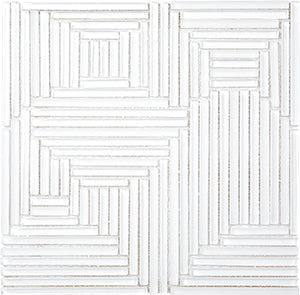 Crossover Super White Glass Mosaic tile face, 298 x 298 mm