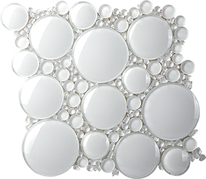 Iceberg 3D Super White Glass Mosaic tile face, 300 x 295 mm