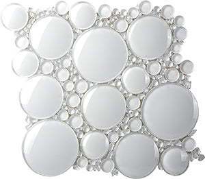 Iceberg 3D Super White Glass Mosaic tile face, 300 x 295 mm