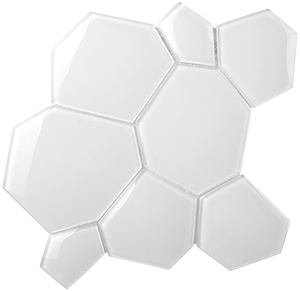 Watercube 3D Super White Glass Mosaic tile face, 300 x 295 mm