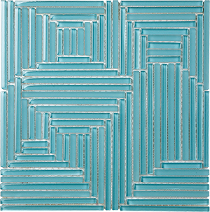 Crossover Blue Haven Glass Mosaic tile face, 298 x 298 mm