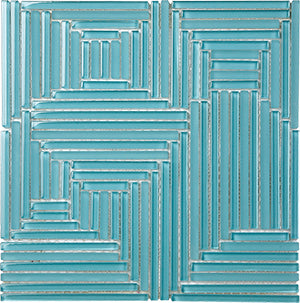 Crossover Blue Haven Glass Mosaic tile face, 298 x 298 mm