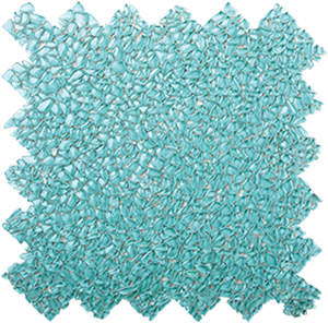 Raindrop Blue Haven Glass Mosaic tile face, 300 x 300 mm