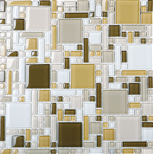 Magic ESM18 Cappuccino Glass Mosaic tile face, 300 x 300 mm