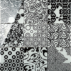 Renaissance Classic Black Glass Tile tile face, 200 x 200 mm
