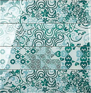 Renaissance Classic Blue Glass Tile tile face, 600 x 150 mm