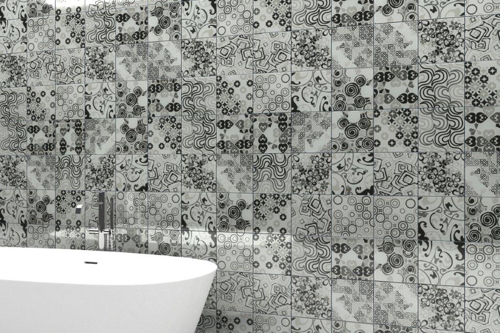 Renaissance Classic Grey Glass Tile installed