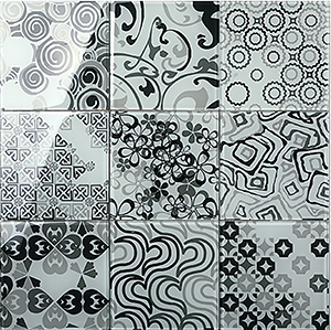 Renaissance Classic Grey Glass Tile – 200 x 200 mm, tile face