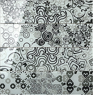 Renaissance Classic Grey Glass Tile tile face, 600 x 150 mm
