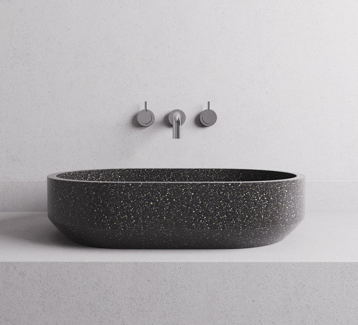 Eden Oval basin — Black terrazzo lifestyle (large)