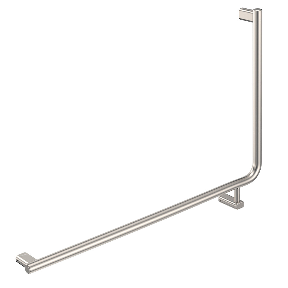 90 Degree Care Slimline Left-Hand Grab Rail - Brushed Nickel
