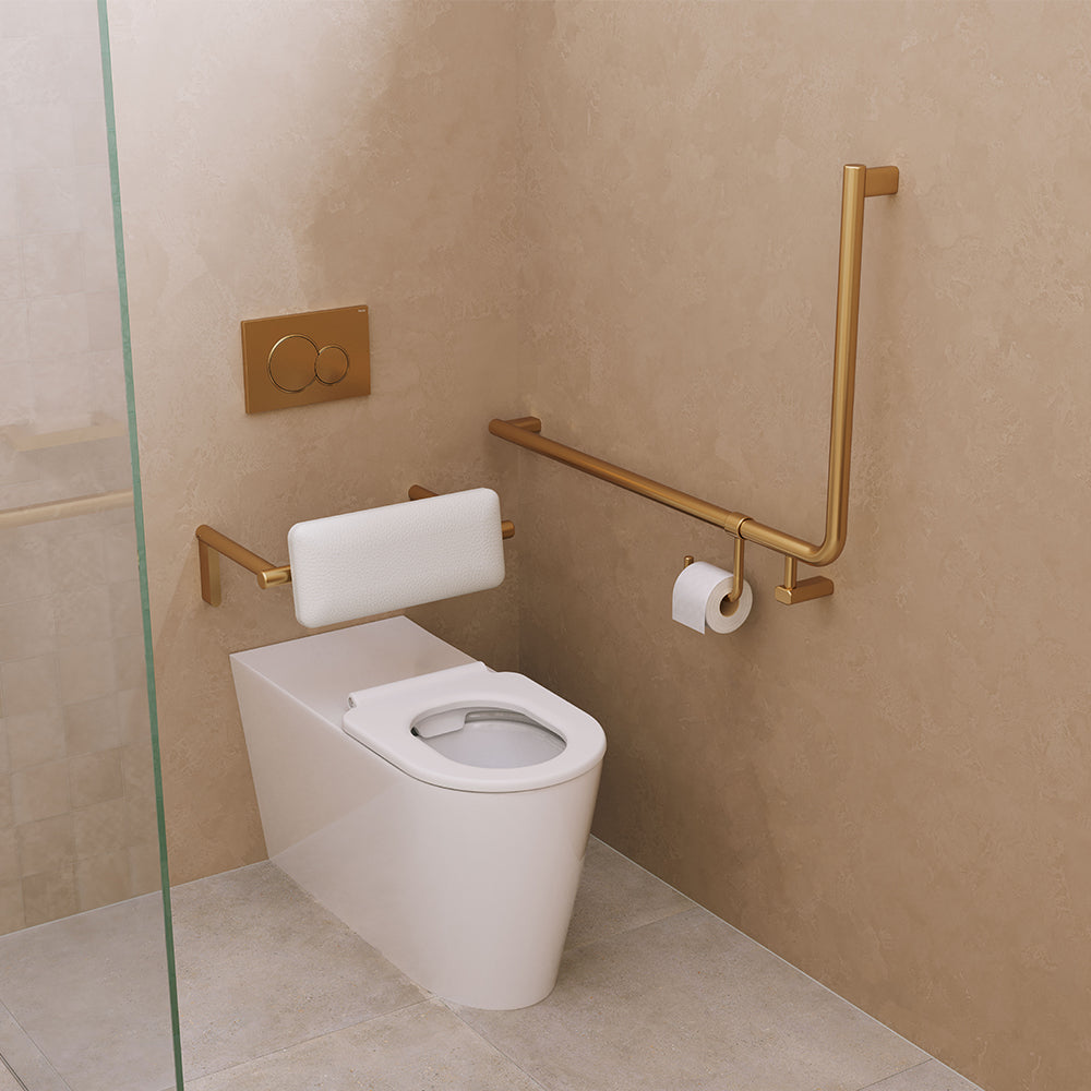 90 Degree Care Slimline Left-Hand Grab Rail - Urban Brass