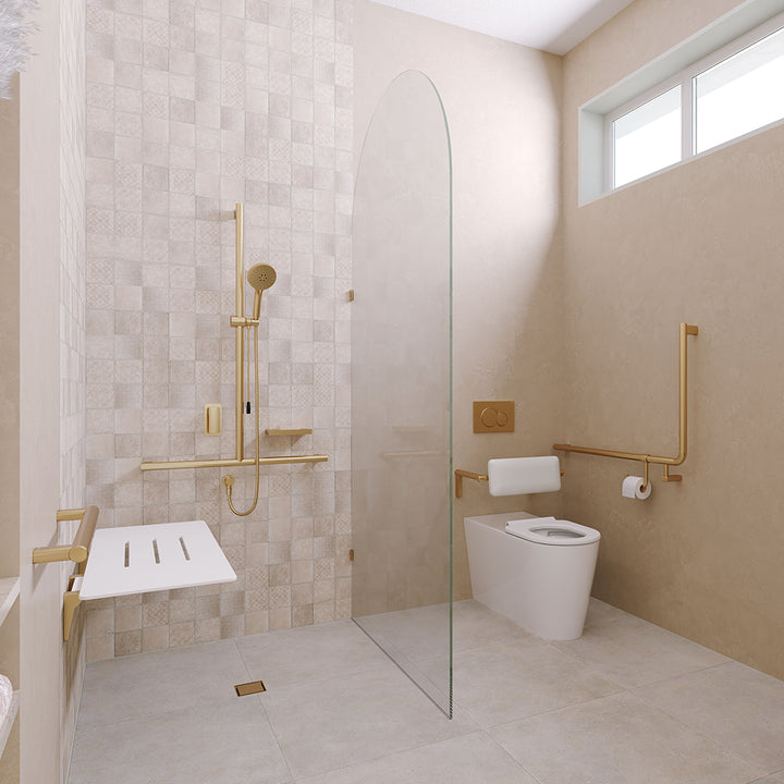 90 Degree Care Slimline Left-Hand Grab Rail - Urban Brass