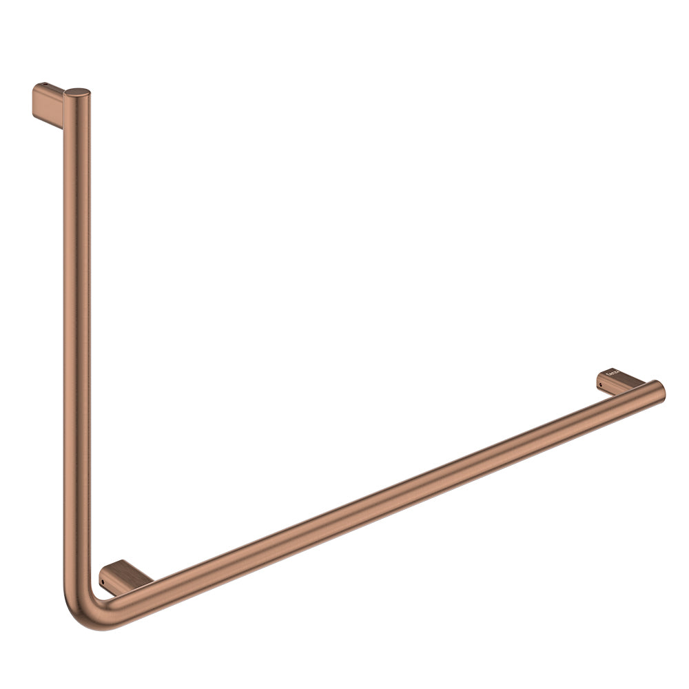 Independent Living, 90 Degree Care Slimline Right-Hand Grab Rail - Brushed Copper