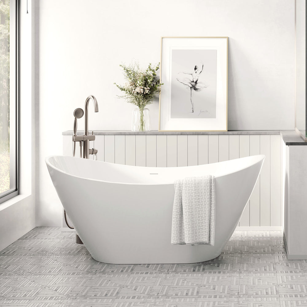 Paola Freestanding Acrylic Bath with Overflow, 1500mm - Fienza image 4