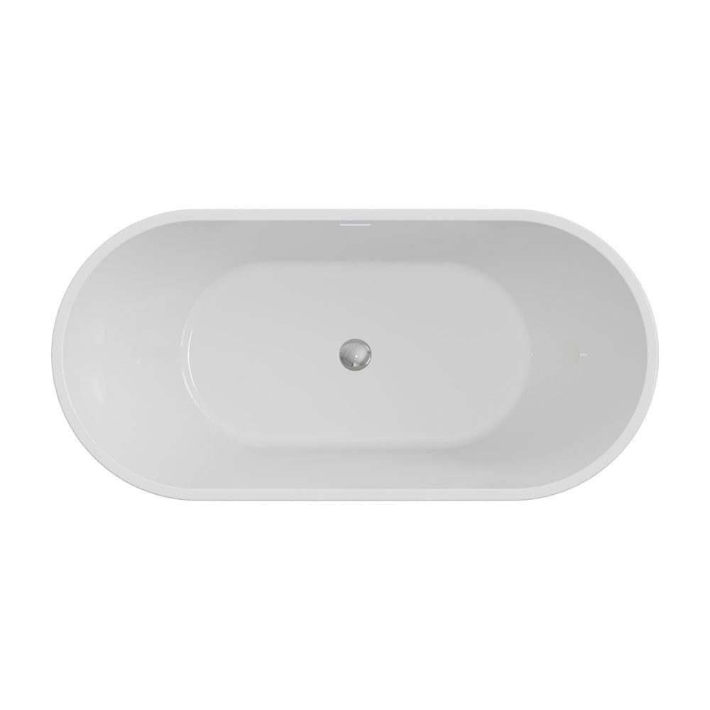 Koko Freestanding Acrylic Bath with Overflow, 1500mm, Gloss White - Fienza image 3