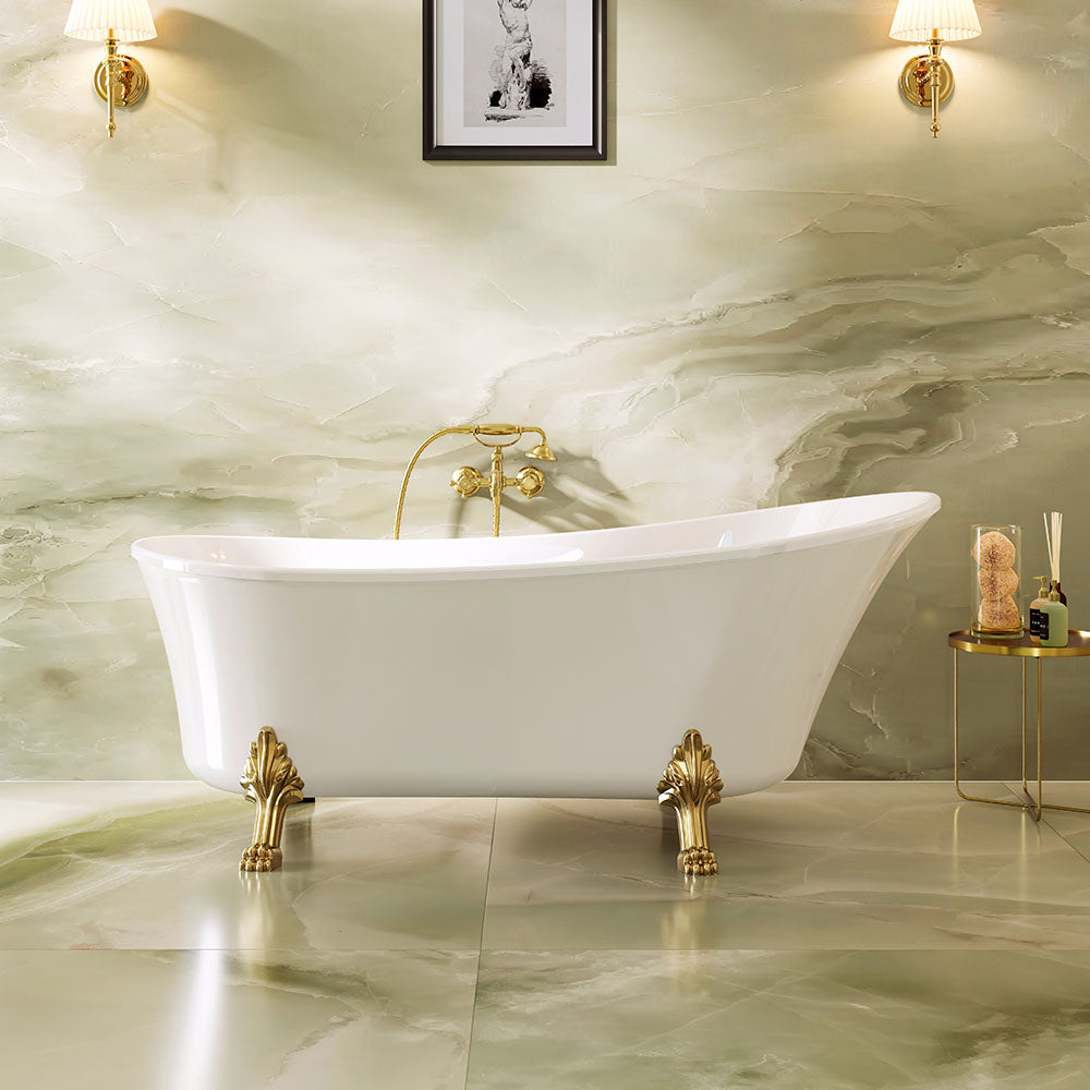 Clawfoot Freestanding Acrylic Bath, 1700mm, Urban Brass Feet - Fienza image 4