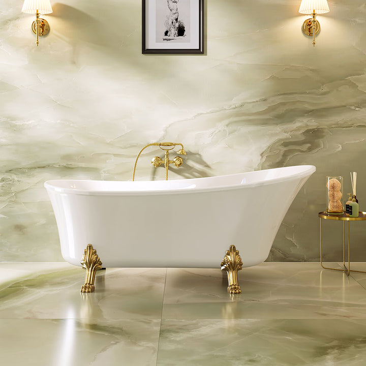 Clawfoot Freestanding Acrylic Bath, 1700mm, Urban Brass Feet - Fienza image 4