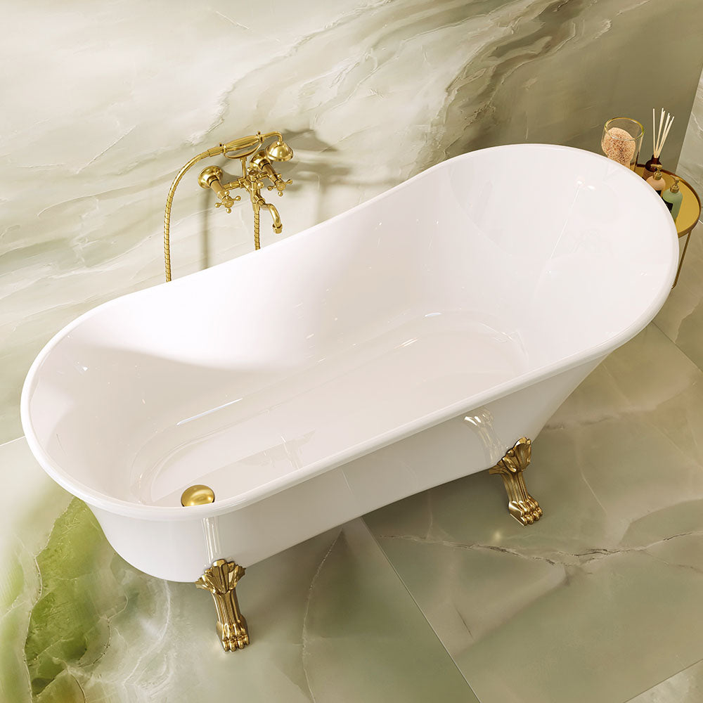 Clawfoot Freestanding Acrylic Bath, 1700mm, Urban Brass Feet - Fienza image 5