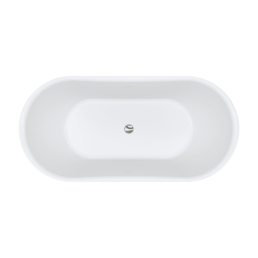 Windsor Freestanding Acrylic Bath with Overflow, 1500mm, Gloss White - Fienza image 3