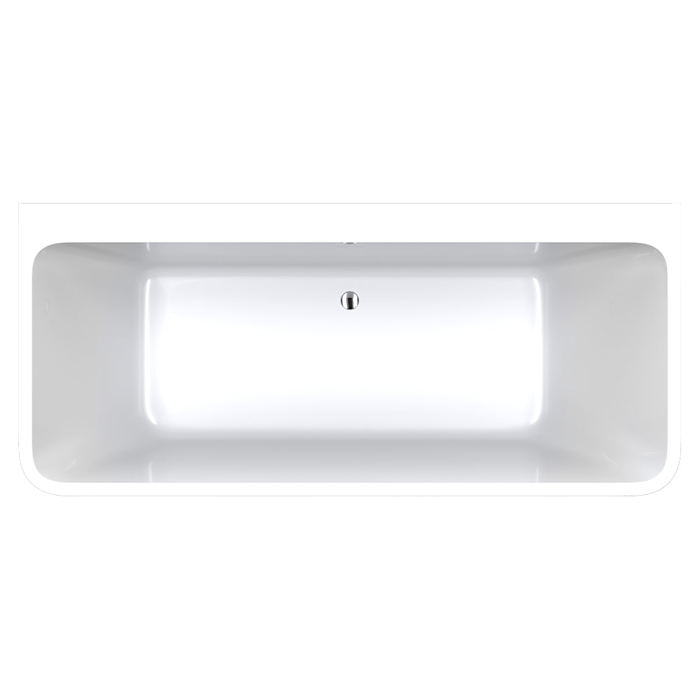 Delta Back-To-Wall Acrylic Bath with Overflow, 1700mm - Fienza image 3