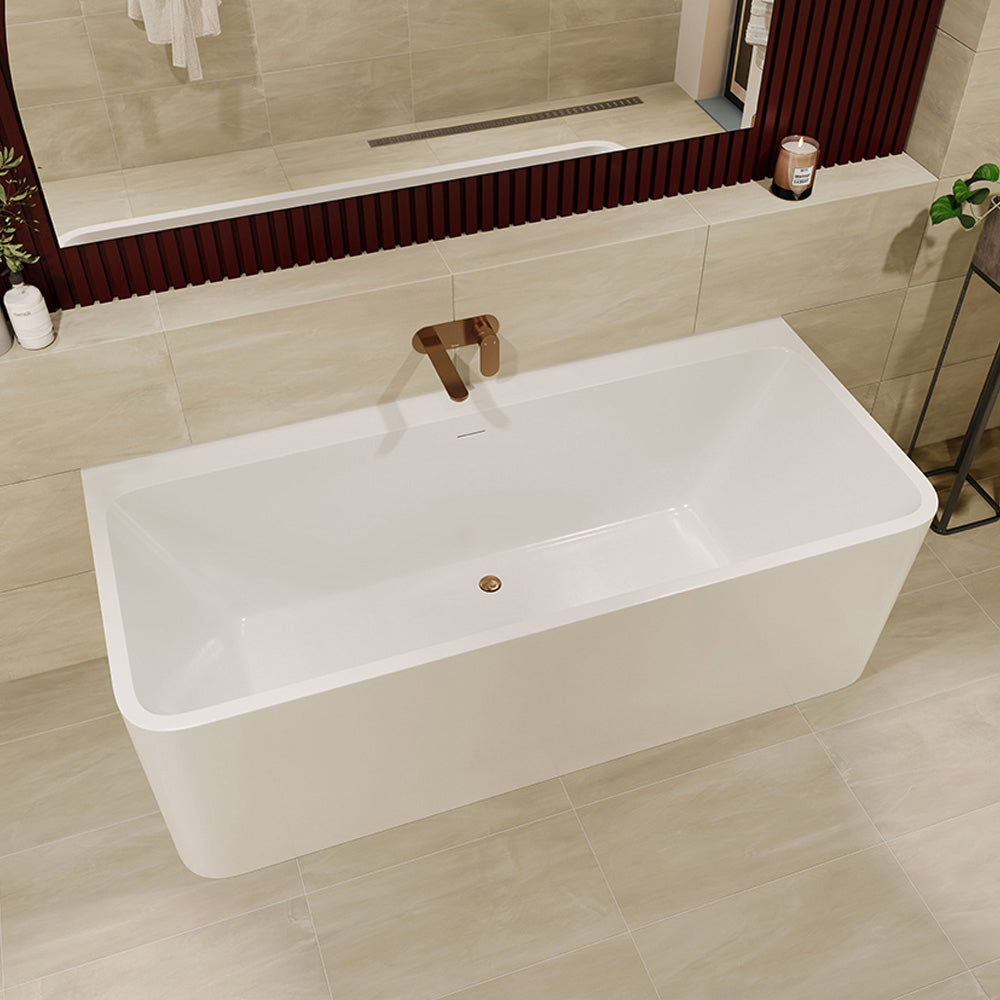 Delta Back-To-Wall Acrylic Bath with Overflow, 1700mm - Fienza image 4