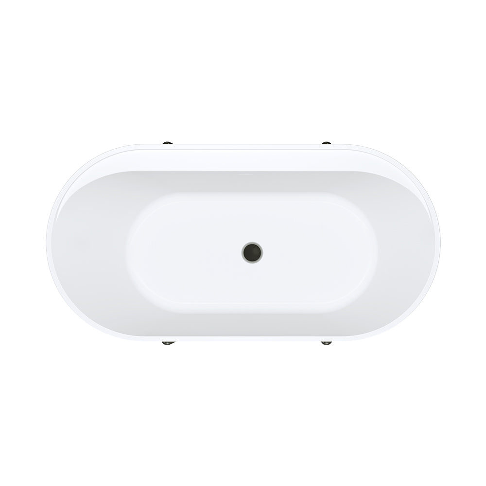 Aluca Freestanding Bath, 1500mm Matte Khaki with Matte Black Legs with overflow - Fienza image 3