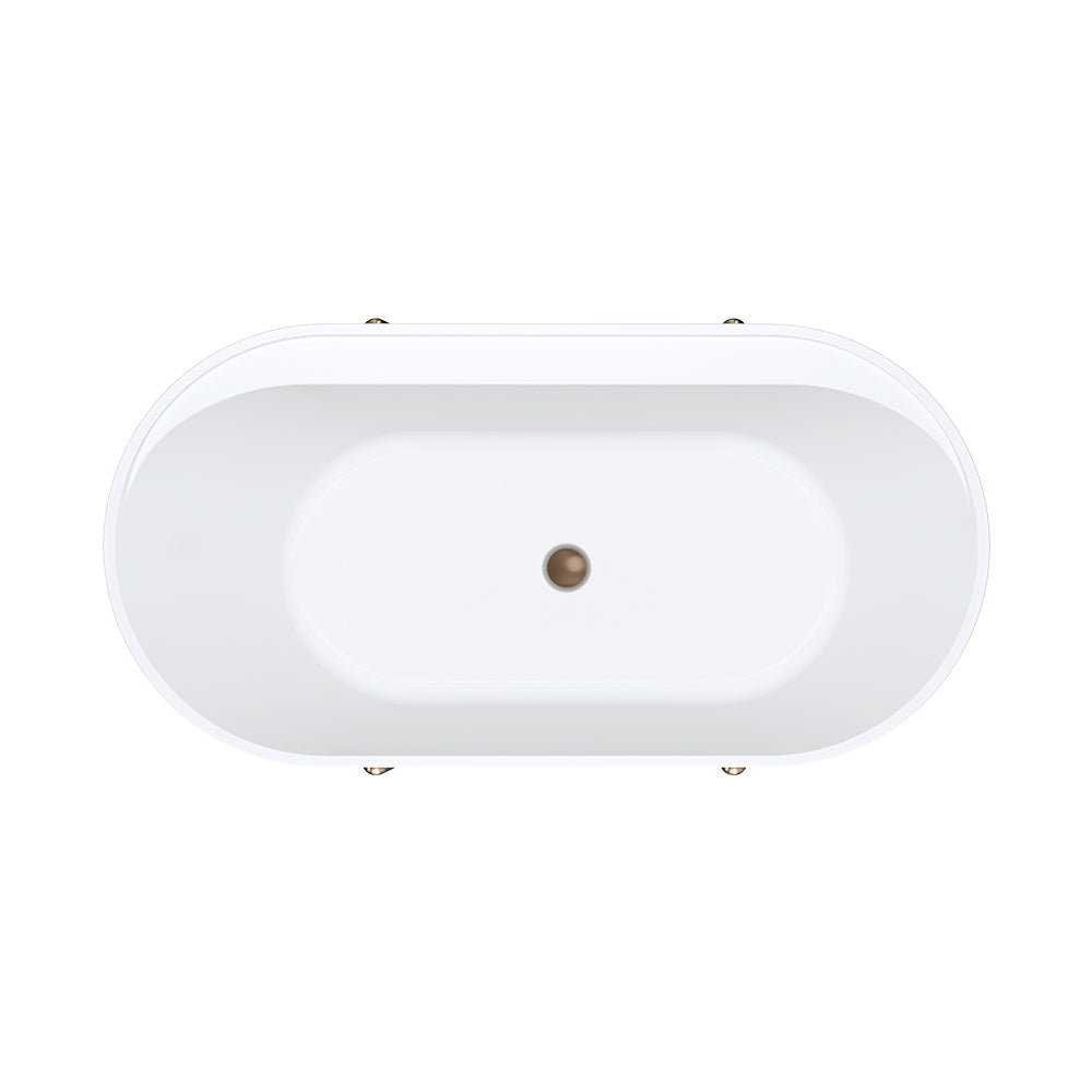 Aluca Freestanding Bath, 1500mm Matte Khaki with Brushed Copper Legs with overflow - Fienza image 3