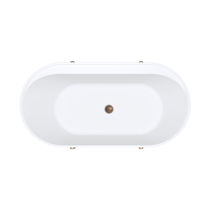 Aluca Freestanding Bath, 1500mm Matte Khaki with Brushed Copper Legs with overflow - Fienza image 3