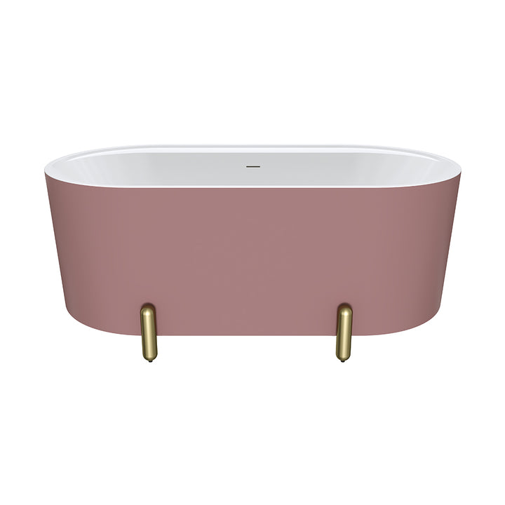 Aluca Freestanding Bath, 1500mm Matte Rouge with Urban Brass Legs with overflow - Fienza image 2