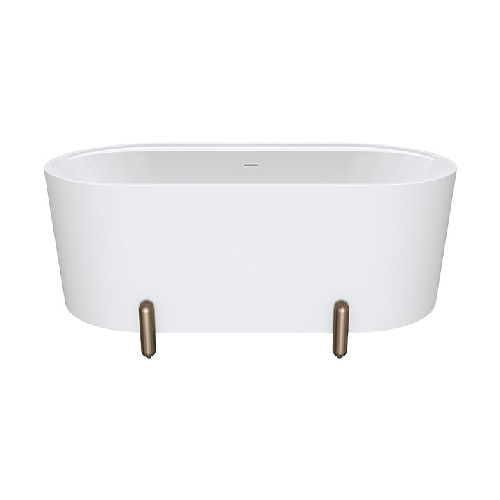 Aluca Freestanding Bath, 1500mm Matte White with Brushed Copper Legs with overflow - Fienza image 2